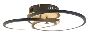 Plafoniera nera 45 cm con LED dimmerabile a 3 livelli - Rowin