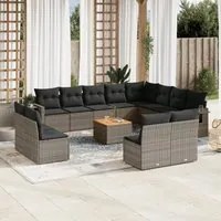 Set Divani da Giardino 13 pz con Cuscini Grigio in Polyrattancod mxl 116773