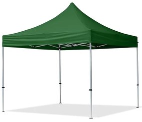 TOOLPORT 3x3m gazebo pieghevole con laterali (finestre panoramiche), ECONOMY alluminio, verde scuro - (59008)