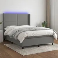 Letto a Molle Materasso e LED Grigio Scuro 140x200cm in Tessuto 3138238