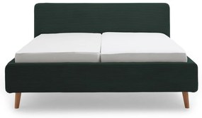 Letto matrimoniale imbottito verde scuro rete non inclusa 140x200 cm Mattis Cord – Meise Möbel