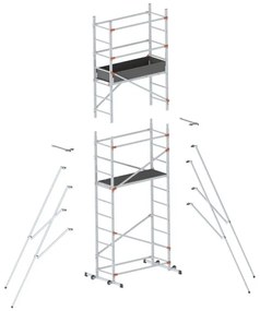 Trabattello GIERRE Fast&Lock 400+600 in alluminio  portata max 150 kg dimensioni 3,08x1,70x1,20 m altezza di lavoro 5.8 m