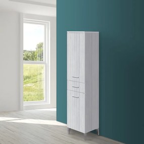 Colonna Alta da Bagno Multiuso 2 Ante e Cassetto 153.5x35 Finitura Grigio