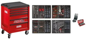 Carrello per officina USAG Star 516 in acciaio  4 ruote 6 cassetti 1 ripiani, L 77.9 x P 51.5 x H 97.2 cm