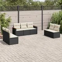 Set Divani da Giardino con Cuscini 7pz Nero Polyrattancod mxl 88514