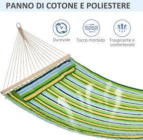 Amaca da Giardino 2 Posti 400x140 cm con Cuscino in Tessuto Multicolore...