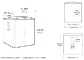 Casetta Da Giardino In Resina 178x195,5x208H Cm Factor 6x6 Beige Keter Con Mensole