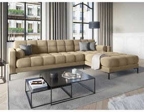 Divano angolare in velluto beige, angolo destro Bali - Cosmopolitan Design
