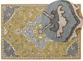 Tappeto lana giallo e blu 140 x 200 cm MUCUR Beliani