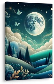 Quadro su tela – Natura fiabesca con luna piena