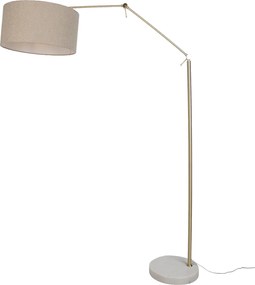 Lampada da terra oro regolabile con paralume in tessuto teddy beige 50cm - Editor