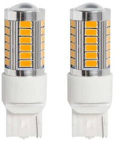 2 Pezzi Lampada Led T20 7440 W21W W21YW 33 SMD 5730 12V 24V 280lm 3W Luce Ambra Compatibile con Auto e Camion 61mm