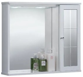 Specchiera da bagno NETTUNO 70 bianco lucido con 1 anta a specchio e luce LED