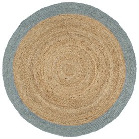 Tappeto Lavorato A Mano İn Juta Con Bordo Verde Oliva 210 Cm /