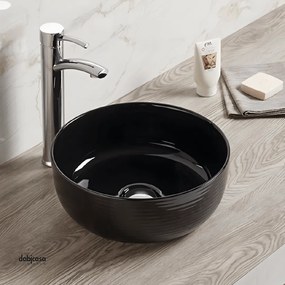 Lavabo D'Appoggio "Break The Rules" Da Diam.35,8 Cm Nero Lucido