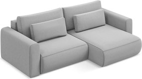 Divano angolare grigio chiaro allungabile/con contenitore (con penisola a destra/con chaise lounge) con rivestimento in velluto Kapua – Makamii