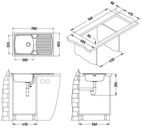 ALVEUS 1136534 - Lavello da cucina BASIC 78 x 43,5 cm, acciaio inox satinato