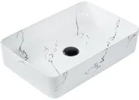 Lavabo da appoggio in ceramica bianca effetto marmo 510 x 340 mm Lavabo da bagno rettangolare stile Glam