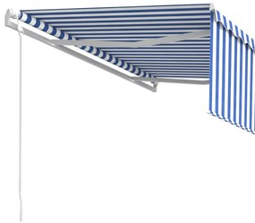 Tenda Sole Retrattile Automatica con Parasole 4x3,5m Blu Bianco