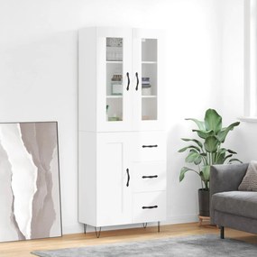 Credenza Bianco Lucido 69,5x34x180 Cm İn Legno Multistrato /
