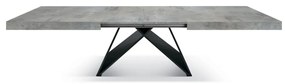 Tavolo VULCANO in legno, finitura grigio cemento con base in legno mdf antracite, allungabile 180×90 cm – 260×90 cm