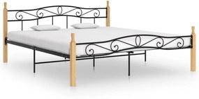 Giroletto Nero İn Metallo E Legno Massello Di Rovere 200x200 Cm /