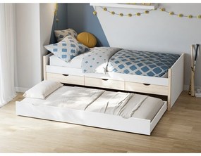Letto da bambini bianco/di colore naturale con spazio contenitivo 90x190 cm Valka – Marckeric