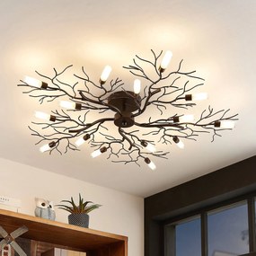 Plafoniera soffitto Bigna Lindby, dimmerabile, Marrone / Ruggine, Soggiorno / Sala da pranzo, Metallo, Moderno, Plafoniera