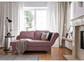 Chaise longue rosa polveroso (con penisola a destra) con rivestimento in velluto a coste Chic Charlotte – Miuform