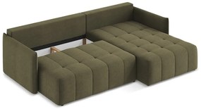 Divano angolare color kaki allungabile/con contenitore (con penisola a destra/con chaise lounge) Moku – Makamii