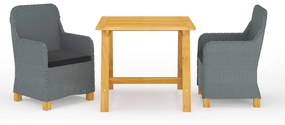 Set Mobili Da Pranzo Per Giardino 3 Pz Grigio Chiaro /