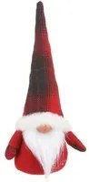 Gnomo natalizio fermaporta 26 cm cappello tartan rosso