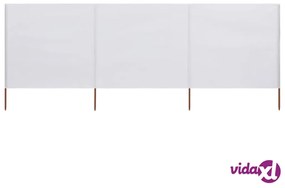 vidaXL Paravento a 3 Pannelli in Tessuto 400x120cm Bianco