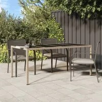 Tavolo Giardino Beige 190x90x75 cm Vetro Temperato Polyrattan cod mxl 34210