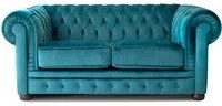 Divano Chester Velluto Blu Pavone 180x98x76 cm