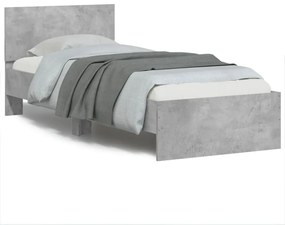 Giroletto con testiera e led grigio cemento 90x190 cm