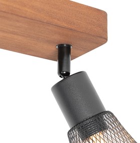 Faretto industriale nero con legno 2 luci - Kristina