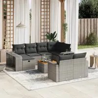 Set Divani da Giardino 11 pz con Cuscini in Polyrattan Grigio 3266260