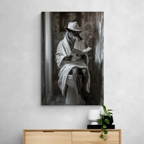 Quadro su tela – Lupo con giornale in bagno