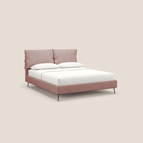 Artemisia letto imbottito con piedini alti sfoderabile in tessuto smacchiabile T17 rosa
