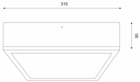 Plafoniera NATURAL SQUARE 2xE27/15W/230V 31x31 cm pino/nero
