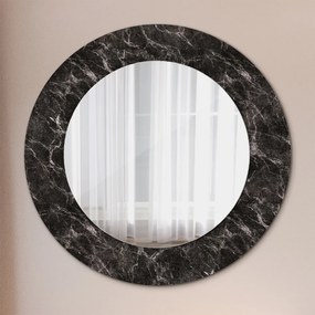 Specchio rotondo stampato Marmo nero fi 50 cm