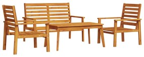 Set salotto da giardino 4 pz in legno massello di acacia