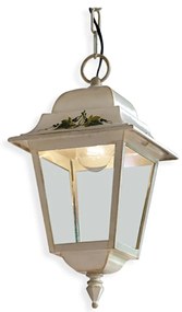 Sospensione Esterno Classica Gorizia Metallo Ceramica Bianco Sfumato 1 Luce E27