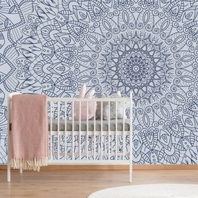 Carta da parati – Mandala ornamentale dettagliata in blu