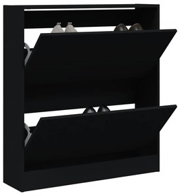 Scarpiera Nera 80x21x87,5 Cm İn Legno Multistrato /