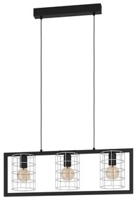 Lampadario Moderno Jubily nero paralume grigio zincato 3x E27 EGLO
