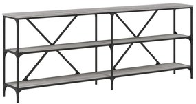 Tavolino Grigio Sonoma 200x30x75cm in Legno Multistrato e Ferro