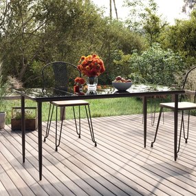 Tavolo pranzo giardino nero 160x80x74 acciaio e vetro temperato