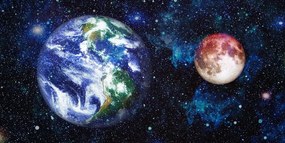Stampa su tela – Pianeta Terra e Luna rossa